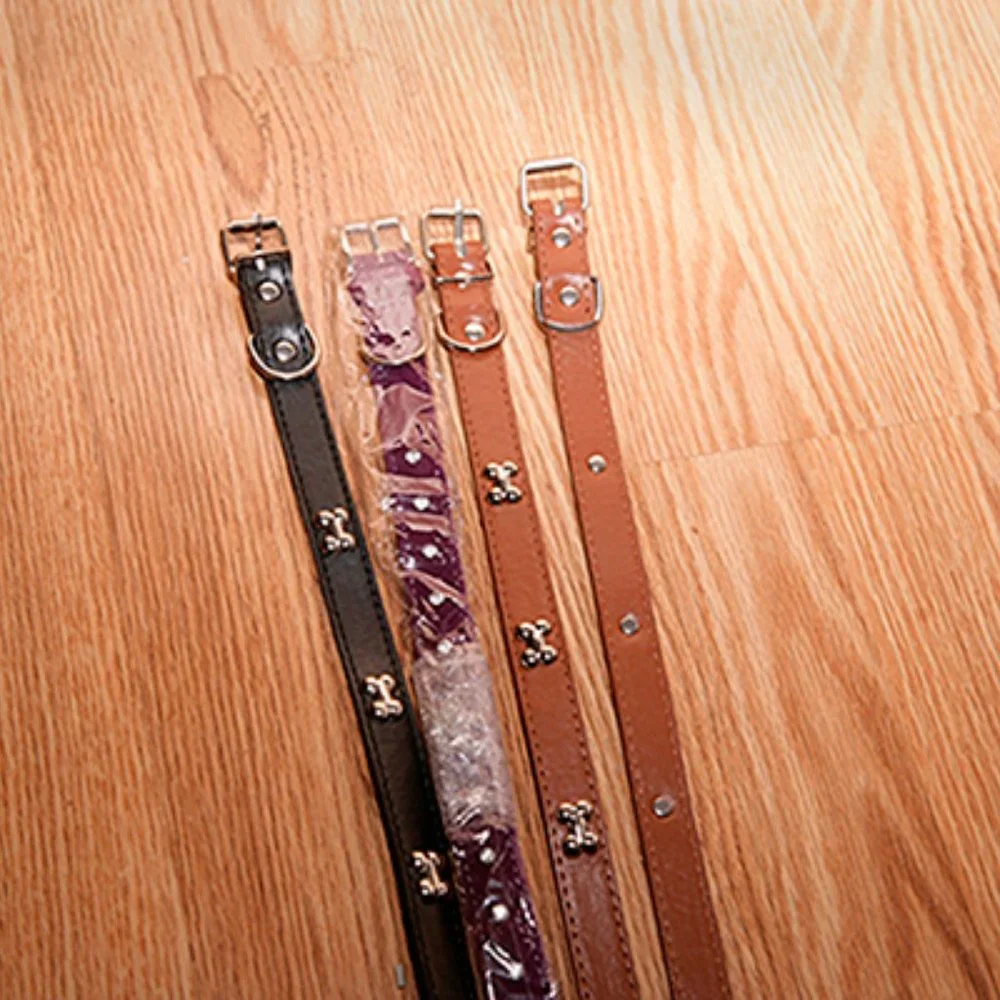 NEW Dog Collars Four Leather Collars size Large 18" - Picture 1 of 3